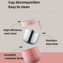 Load image into Gallery viewer, Breakfast Cup with Lid Reusable Plastic Spoons Portable Stainless Steel Yogurt Cup for Cereal Milk Fruit Salad Storage Container