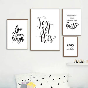 Black White Inspiring Text Art Canvas Prints Home Decor Gifts