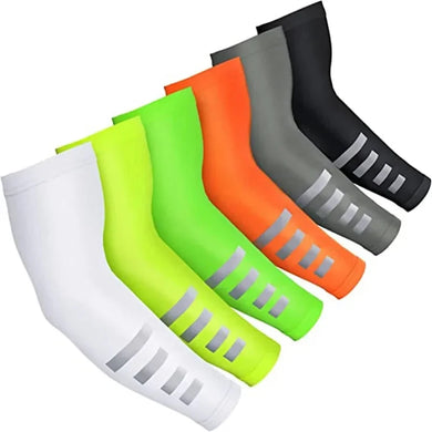 2PCS Summer Sun UV Protection Arm Sleeves Reflective Cycling Running Arm Warmers