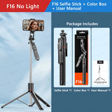 Load image into Gallery viewer, F16 Selfie Stick Tripod with 1708mm Long 8-Section Pole, Bluetooth Remote, 360° Rotation, 1/4 Interface, for Phone Camera Vlog