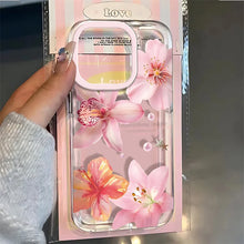 Load image into Gallery viewer, Pink Lily Flower Pattern Phone Case For iPhone 16 17 16e 15 14 13 12 11 Pro Max X XR XSMax 7 8 Plus SE2 Transparent Soft Cover