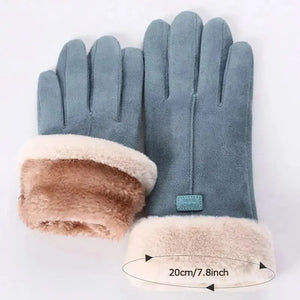 Cute Furry Winter Gloves for Women - Warm Full Finger Mittens for Outdoor Sport