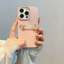 Load image into Gallery viewer, Korean Cute 3D Cartoon Embroidery Dog Phone Case For iPhone 17 16 15 14 13 11 12 Pro Max Plus Funny Puppy Leather Pattern Cover