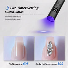 Load image into Gallery viewer, Rechargeable Mini UV LED Nail Lamp with Smart Display Portable Fast-Drying Nail Dryer Stand for Manicure Removable Desk UV Light