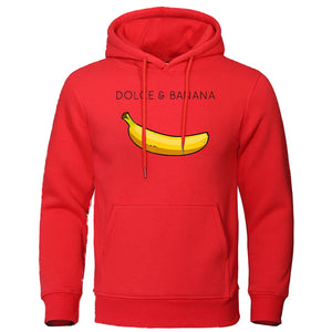 Dolce & Banana Men's Hoodie Funny Print Casual Warm Fleece Streetwear Sweatshirt