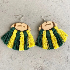 American Football Cheerleading Wooden Tassel Earrings - Original Summer 2021 Jewelry