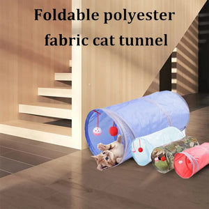 Interactive Cat Tunnel Toy Bell Foldable Hi Ring Paper Pet Self-Hi Random Color