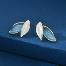 Load image into Gallery viewer, Women&#39;s Leaf French Style Earrings Grey Blue Minimalist Fashion Jewelry