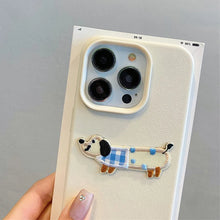 Load image into Gallery viewer, Korean Cute 3D Cartoon Embroidery Dog Phone Case For iPhone 17 16 15 14 13 11 12 Pro Max Plus Funny Puppy Leather Pattern Cover