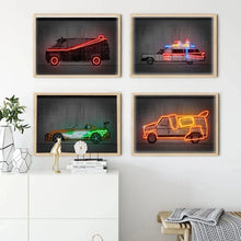 Load image into Gallery viewer, Neon Police Car Canvas Painting Abstract Poster Kid Room Wall Art