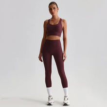 Load image into Gallery viewer, Naked Feel Yoga Set Women Fitness Sportswear 2 Piece Strappy Sports Bra High Waist Gym Leggings Workout Outfit Active Wear