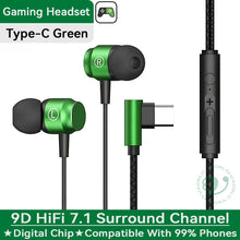 Load image into Gallery viewer, Metal Magnetic Gaming Earbuds 90° L Elbow Digital Type-C/3.5MM AUX 9D Surround HIFI Heavy Bass Music Headset For Samsung Android