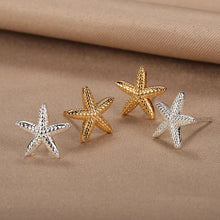 Load image into Gallery viewer, Vintage Summer Starfish Stainless Steel Stud Earrings For Women Simple Star Shell Earrings Stud Ocean Party Jewelry Gift 2025