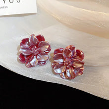 Load image into Gallery viewer, Acrylic White Camellia Flowers Stud Earrings for Women Fashion Temperament Fairycore Earring Party Wedding Jewelry Wholesale