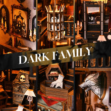 Load image into Gallery viewer, Book Nook Kit Dark Family DIY Wooden Puzzle Gothic style Halloween Bookshelf Dollhouse Model Bookend Building Home Decoration