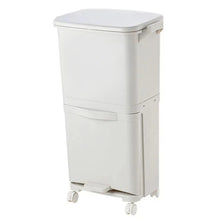 Load image into Gallery viewer, Voltsify 38L Double Compartment Trash Can with 4 Casters, White 2-Tier Design Waste Bin for Kitchen, 42x28.2x73cm