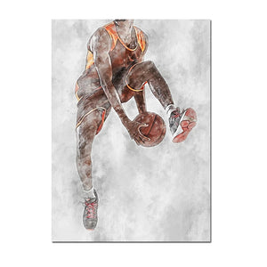 Football Basketball Poster Canvas Painting – Modern Sports Wall Art