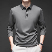 Load image into Gallery viewer, New Men's Business Casual Long Sleeved Shirt with Badge Solid Color Polo Shirt Fashionable Breathable Comfortable Versatile Top