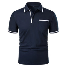 Load image into Gallery viewer, New Men's Short Sleeve Polo Shirts Solid Color Casual T-shirt Summer Trendy Breathable Loose Basic Splice Top Pockets Men Shirts