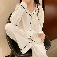 Load image into Gallery viewer, 2025 New Women's Solid Color Pyjamas Homewear Suit Girls Long-Sleeved Autumn and Winter Leisure Sleepwear Striped Nightwear
