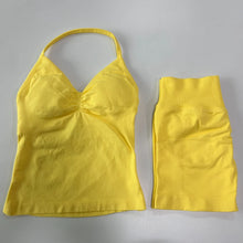 Load image into Gallery viewer, No Logo 2Pcs Gym Set Women Backless Tank Tops High Waist Scrunch Seamless Shorts Gym Suit Fitness Clothes Activewear Workout Set