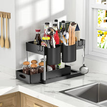 Load image into Gallery viewer, 2-Tier Under Sink Organizer: Sliding Basket Rack for Bathroom and Kitchen