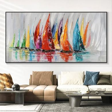 Scandinavian Retro Wall Art - Large Sailboat Ocean HD Canvas Poster Print for Home Decor