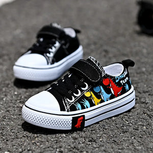 Kids Cartoon Dinosaur Canvas Shoes Boys Girls Casual Trainers