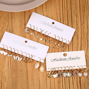 Variety Earring Set! 18 Pairs, Trendy Styles, Summer