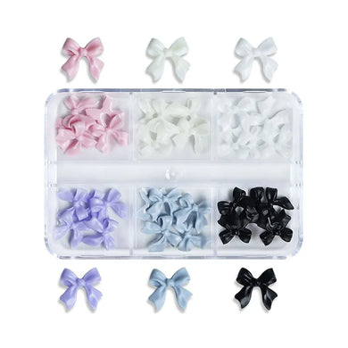 30pcs Kawaii Mini Bow 3D Nail Art Decorations - Cute Matte Butterfly Resin Charms Set