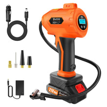 Load image into Gallery viewer, Tyre Inflator Cordless Air Compressor, 21V Rechargeable Battery Powered 180PSI Portable Handheld Car Tyre Pump