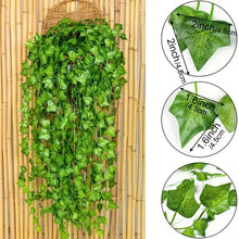 Load image into Gallery viewer, Artificial Green Ivy Leaf Rattan Creeper Leaves Vine Hanging Garland DIY Fake Flowers Plants for Garden Wedding Party Home Decor