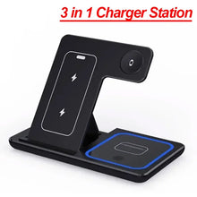 Load image into Gallery viewer, Foldable 3 in 1 30W Wireless Charging Station for iPhone 17 16 15 14 13 12 Pro Max iWatch 11 Airpods Pro Fast Charger Stand Dock