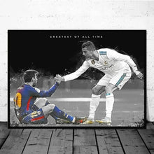 Load image into Gallery viewer, Messi &amp; Ronaldo Canvas Art – Football Star Wall Decor, Home Decoration Gift