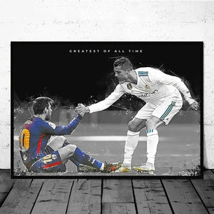 Messi & Ronaldo Canvas Art – Football Star Wall Decor, Home Decoration Gift