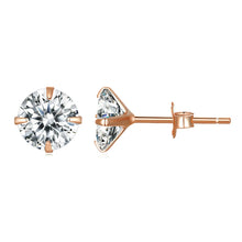 Load image into Gallery viewer, Bamoer CZ Stud Earrings 925 Sterling Silver Platinum Plated Round Cubic Zirconia Hypoallergenic Barbell Earrings 4-7mm