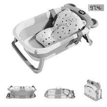 Load image into Gallery viewer, Portable Travel Bathtub, Collapsible Baby Bathtub, with Thermometer &amp;1Soft Floating Cushion, with Drain Hole,For Baby 0-36 Month