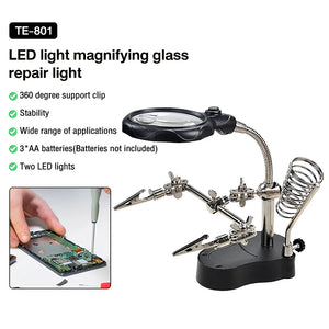 3.5x-12x Welding Magnifier w/ LED Light & Helping Hands