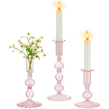 Load image into Gallery viewer, 3Pc/Set Glass Candle Holders Flower Vase Candlestick for Home Wedding Table Centerpiece Decoration