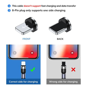 TopK Magnetic 3 in 1 Charging Cable 540 Rotation Micro USB Type C Fast Charger