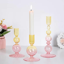 Load image into Gallery viewer, 3Pc/Set Glass Candle Holders Flower Vase Candlestick for Home Wedding Table Centerpiece Decoration