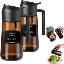 Load image into Gallery viewer, 2-in-1 Glass Oil Dispenser &amp; Sprayer 16oz Leakproof Olive Oil Bottle for Cooking Air Fryer BBQ Baking Salad