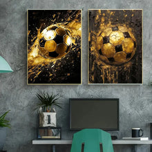 Load image into Gallery viewer, Classic Soccer Aesthetic Wall Art Abstract Black Gold Graffiti HD Canvas Poster Print