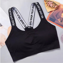 Load image into Gallery viewer, Sports underwear Women Yoga Fitness Seamless Crop Top Wide Letter Straps Comfortable Workout Activewear
