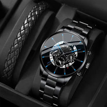 Load image into Gallery viewer, Men&#39;s Stainless Steel Quartz Calendar Wristwatch Luxury Business Casual Leather Watch