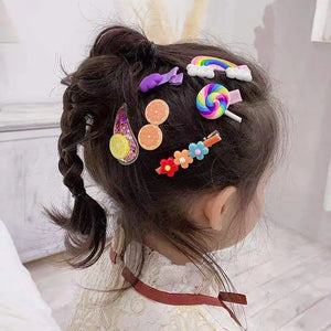 Cute Kids Hairpin Set: Flower, Fruit, Animal Clips - 14 Pieces