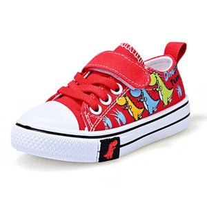 Kids Cartoon Dinosaur Canvas Shoes Boys Girls Casual Trainers