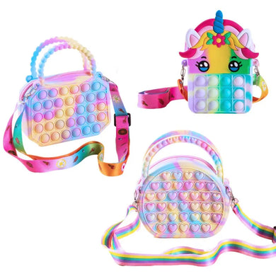 Pop Purse Crossbody Bag - Silicone Sensory Push Pop Bubble Coin Pouch for Kids & Autism Relief