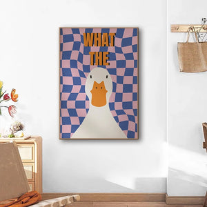 What the Duck Print Art Picture Funny Cute Animal Canvas Posters Modern Wall Painting for Bathroom Bedroom Dorm Decor