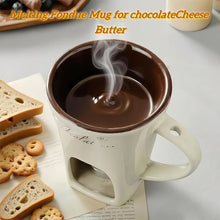 Load image into Gallery viewer, 130ml Chocolate Fondue Cup European Candle Cup Ceramic Mug Heating Food Cheese Creative Coffee Mug With Fork Christmas Party